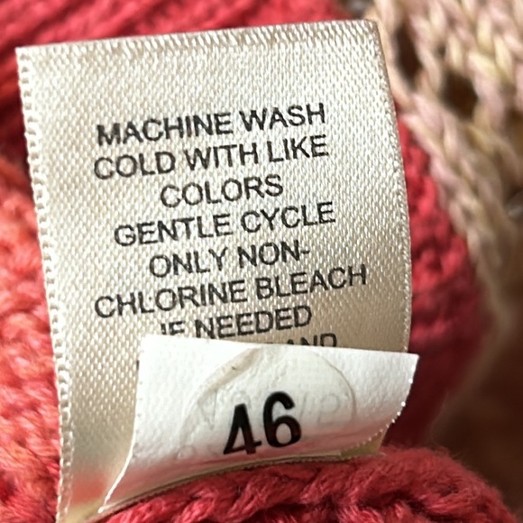 J Jill Color-Blocked Crocheted Orange Peach Cardigan Sweater Cotton Linen Blend - Picture 11 of 12